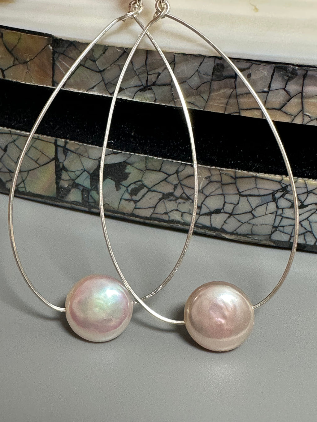 Oval Coin Pearl Earrings