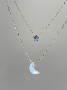 Moon and Star Double Necklace