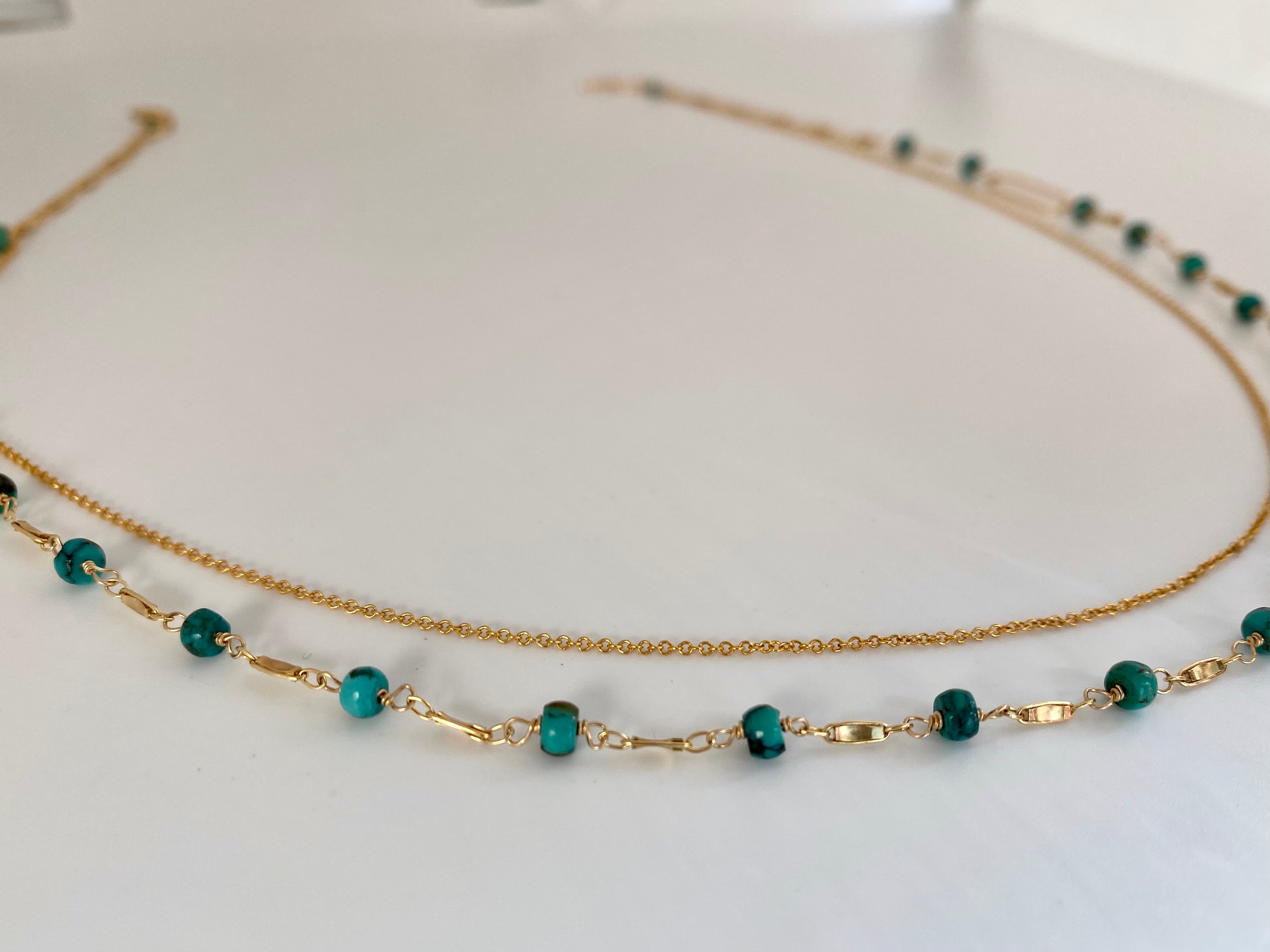 Turquoise double chain necklace