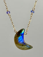 Labradorite Tanzanite Moon Necklace