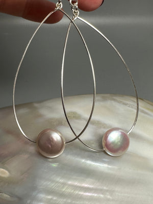 Oval Coin Pearl Earrings