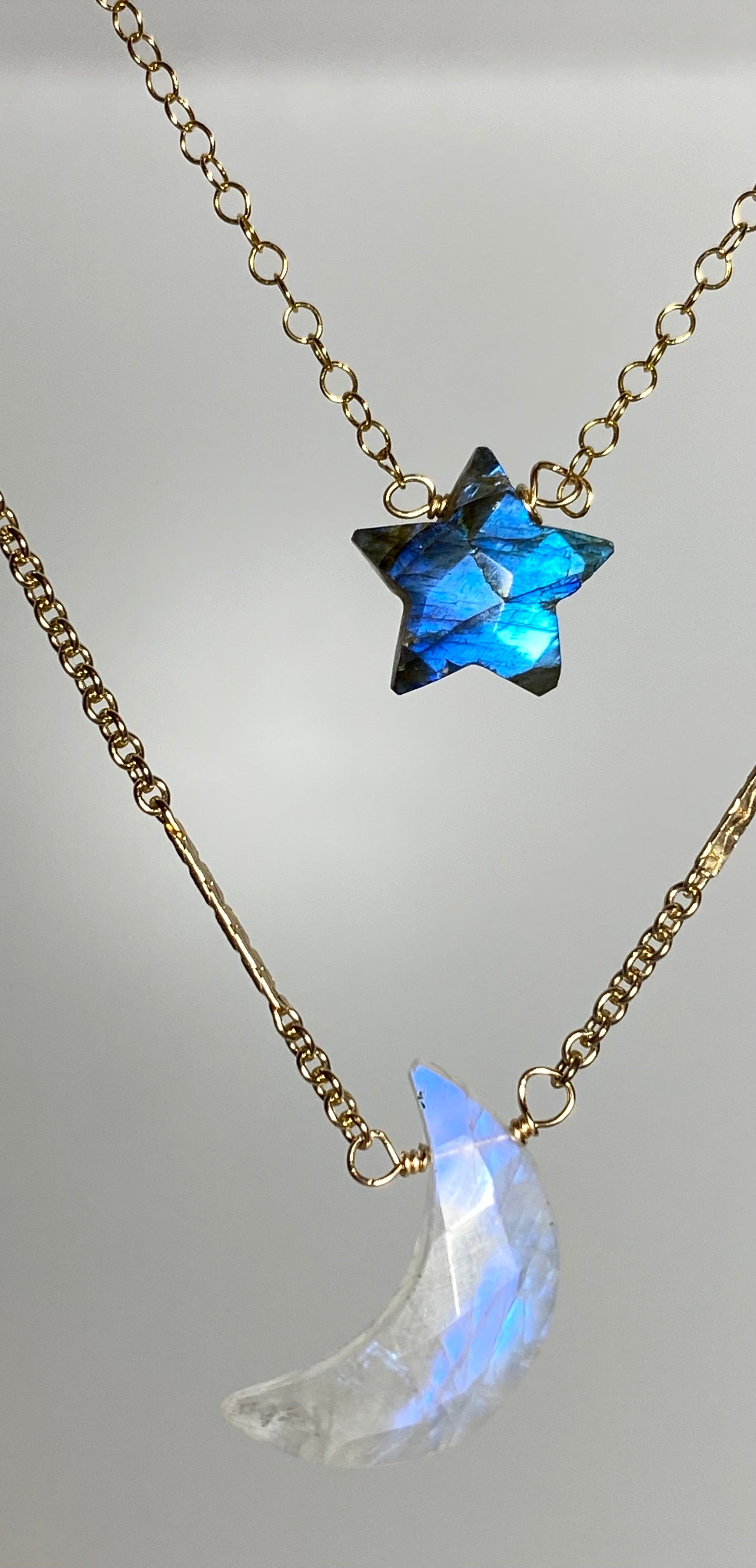 Moonstone and Star Layering necklace