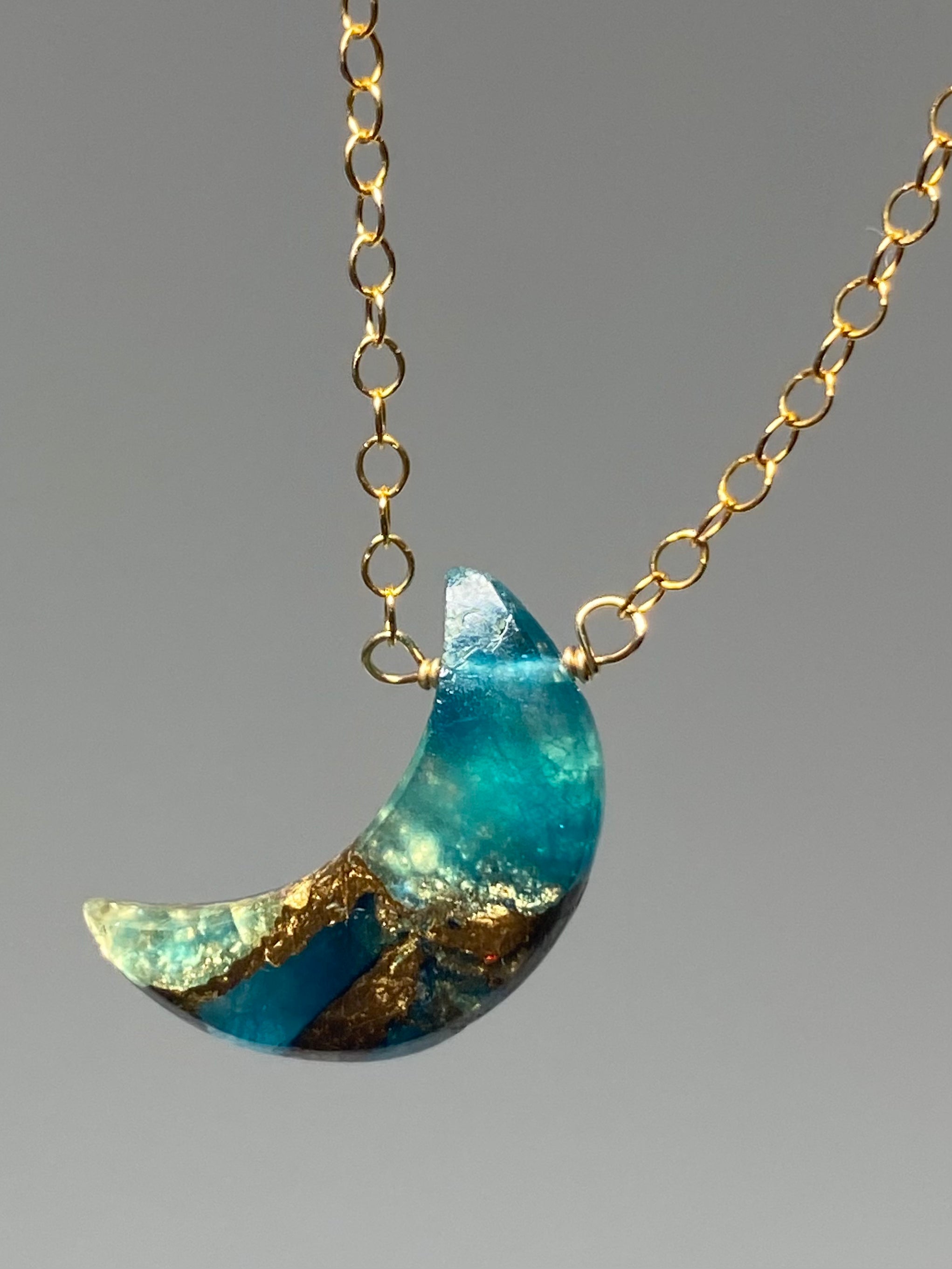 Aqua Copper Moon Necklace