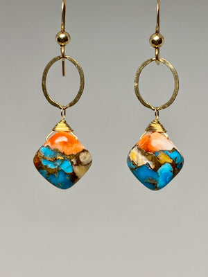 Pair of Turquoise Oyster Shell Earrings